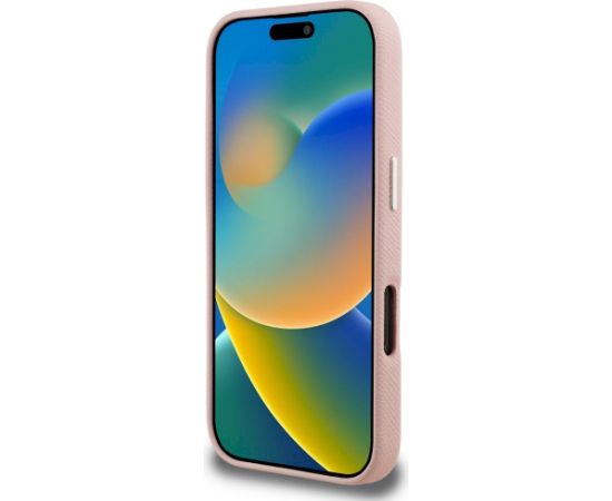 Karl Lagerfeld FW Grained Signature Logo Case Aizsargapvalks priekš iPhone 16 Pro Max / rozā Neoriģinālie Maciņi