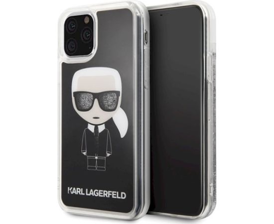 Karl Lagerfeld KLHCN58ICGBK Iconic Glitter Aizsargapvalks priekš iPhone 11 Pro / melns Neoriģinālie Maciņi