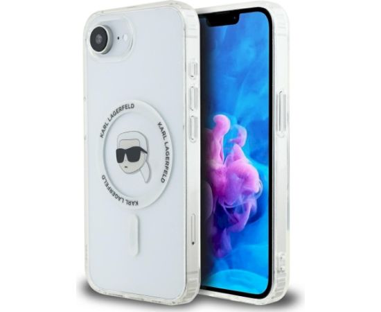 Karl Lagerfeld IML Metal Karl Head MagSafe Aizsargapvalks priekš iPhone 16e / 17e / balts Neoriģinālie Maciņi