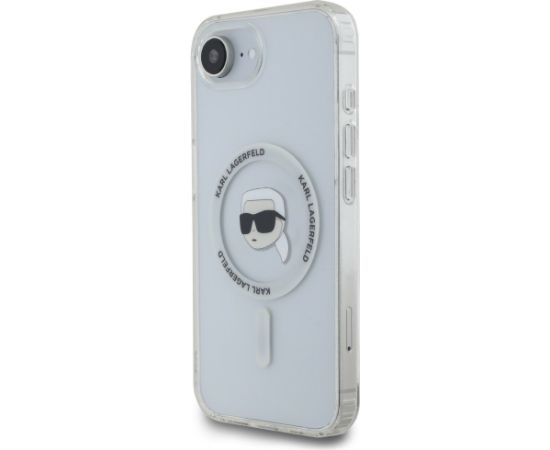 Karl Lagerfeld IML Metal Karl Head MagSafe Aizsargapvalks priekš iPhone 16e / 17e / balts Neoriģinālie Maciņi