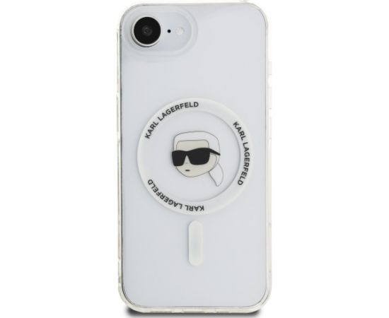 Karl Lagerfeld IML Metal Karl Head MagSafe Aizsargapvalks priekš iPhone 16e / 17e / balts Neoriģinālie Maciņi
