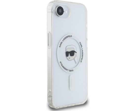 Karl Lagerfeld IML Metal Karl Head MagSafe Aizsargapvalks priekš iPhone 16e / 17e / balts Neoriģinālie Maciņi