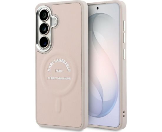 Case Karl Lagerfeld Embossed Ring RSG Logo MagSafe Aizsargapvalks priekš Samsung Galaxy S26 / rozā Neoriģinālie Maciņi