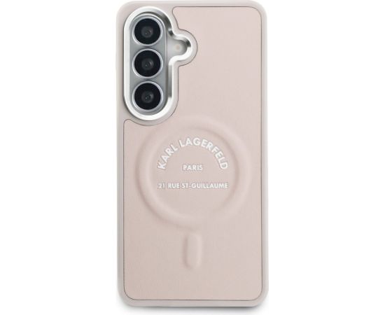 Case Karl Lagerfeld Embossed Ring RSG Logo MagSafe Aizsargapvalks priekš Samsung Galaxy S26 / rozā Neoriģinālie Maciņi