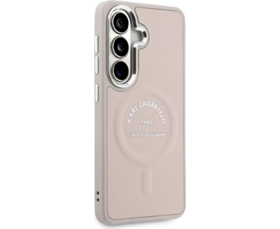 Case Karl Lagerfeld Embossed Ring RSG Logo MagSafe Aizsargapvalks priekš Samsung Galaxy S26 / rozā Neoriģinālie Maciņi