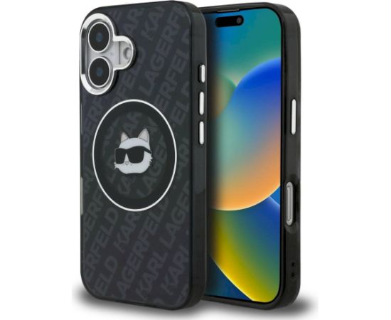 Karl Lagerfeld IML Choupette Head Logo MagSafe Aizsargapvalks priekš iPhone 16 / melns Neoriģinālie Maciņi