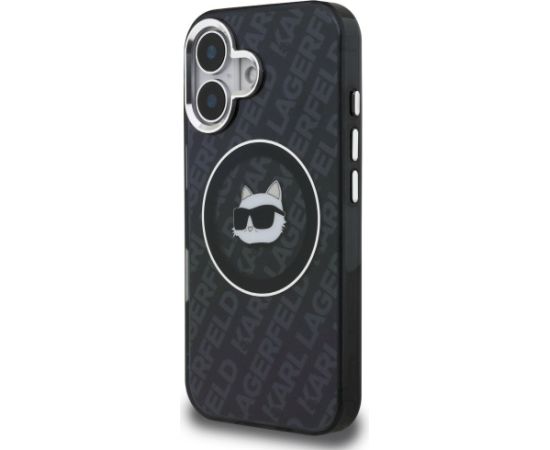 Karl Lagerfeld IML Choupette Head Logo MagSafe Aizsargapvalks priekš iPhone 16 / melns Neoriģinālie Maciņi