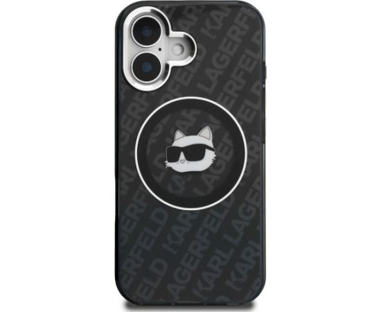 Karl Lagerfeld IML Choupette Head Logo MagSafe Aizsargapvalks priekš iPhone 16 / melns Neoriģinālie Maciņi