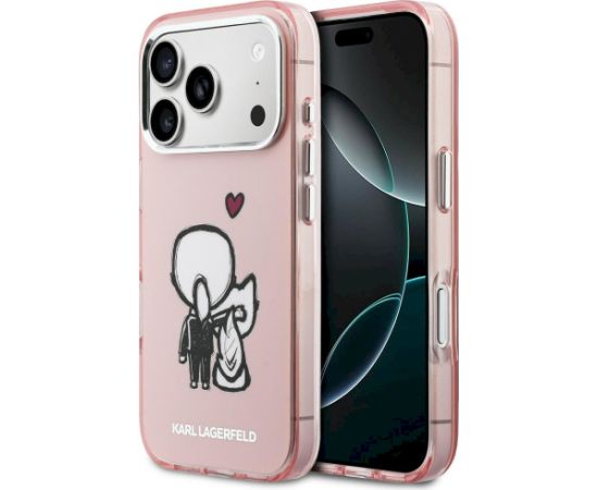 Karl Lagerfeld Karl & Choupette Back MagSafe Case Aizsargapvalks priekš iPhone 17 Pro Max / rozā Neoriģinālie Maciņi
