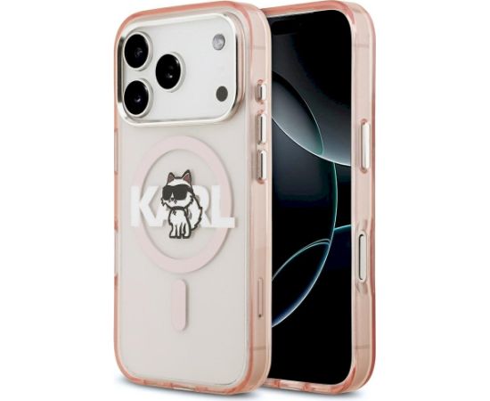 Karl Lagerfeld IML Choupette Sketch Logo MagSafe Case Aizsargapvalks priekš iPhone 17 Pro / rozā Neoriģinālie Maciņi