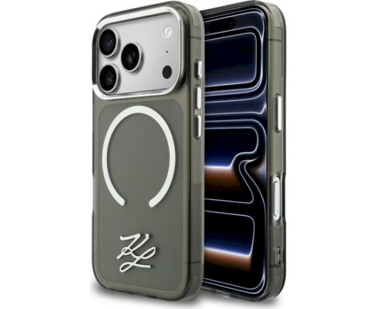 Karl Lagerfeld IML KL Script Logo MagSafe Aizsargapvalks priekš iPhone 17 Pro / melns Neoriģinālie Maciņi