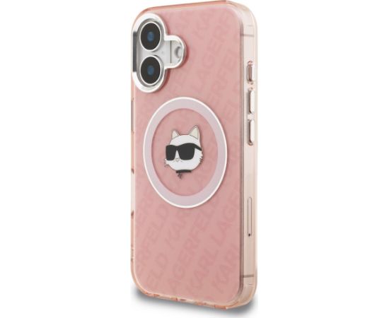 Karl Lagerfeld IML Choupette Head Logo MagSafe Aizsargapvalks priekš iPhone 16 / rozā Neoriģinālie Maciņi