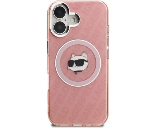 Karl Lagerfeld IML Choupette Head Logo MagSafe Aizsargapvalks priekš iPhone 16 / rozā Neoriģinālie Maciņi