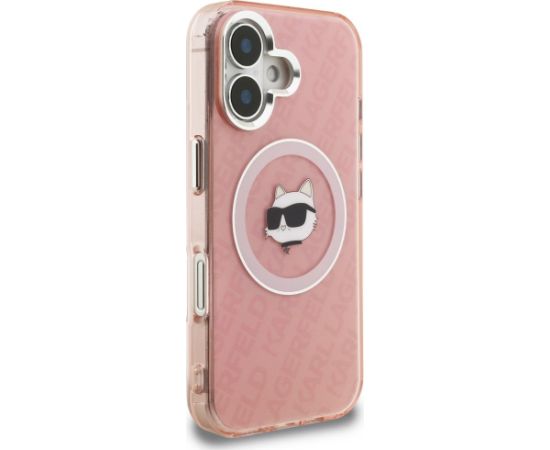 Karl Lagerfeld IML Choupette Head Logo MagSafe Aizsargapvalks priekš iPhone 16 / rozā Neoriģinālie Maciņi