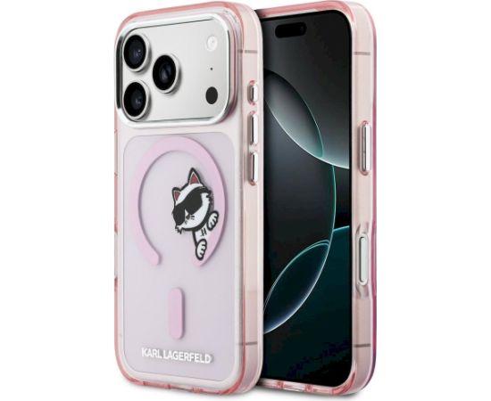 Karl Lagerfeld IML Peekaboo MagSafe Case Aizsargapvalks priekš iPhone 17 Pro / rozā Neoriģinālie Maciņi