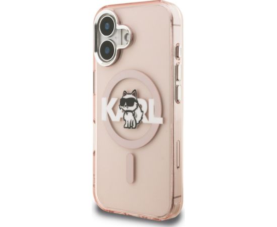Karl Lagerfeld IML Choupette Sketch Logo MagSafe Aizsargapvalks priekš iPhone 16 / rozā Neoriģinālie Maciņi