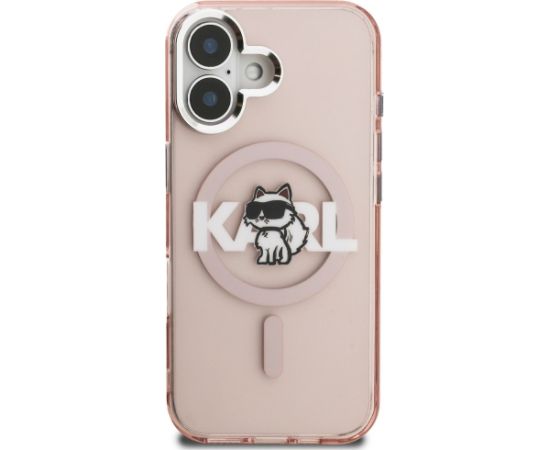 Karl Lagerfeld IML Choupette Sketch Logo MagSafe Aizsargapvalks priekš iPhone 16 / rozā Neoriģinālie Maciņi