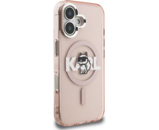 Karl Lagerfeld IML Choupette Sketch Logo MagSafe Aizsargapvalks priekš iPhone 16 / rozā Neoriģinālie Maciņi