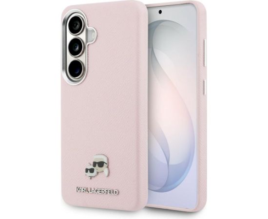 Karl Lagerfeld Saffiano KC Metal Logo MagSafe Aizsargapvalks priekš Samsung Galaxy S26 Plus / rozā Neoriģinālie Maciņi