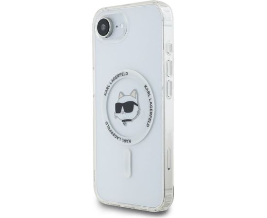 Karl Lagerfeld IML Metal Choupette Head MagSafe Aizsargapvalks priekš iPhone 16e / 17e / balts Neoriģinālie Maciņi