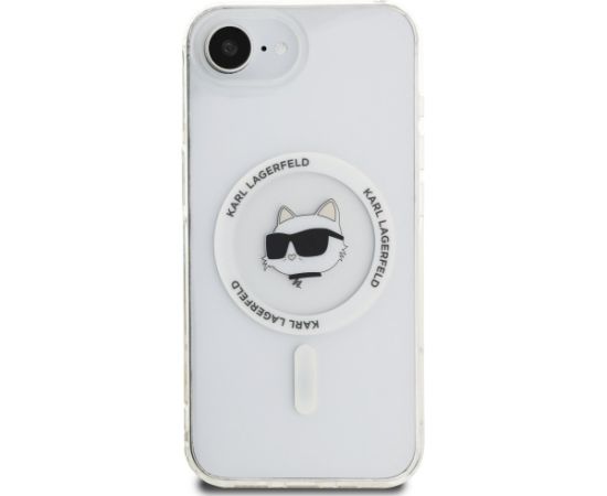 Karl Lagerfeld IML Metal Choupette Head MagSafe Aizsargapvalks priekš iPhone 16e / 17e / balts Neoriģinālie Maciņi