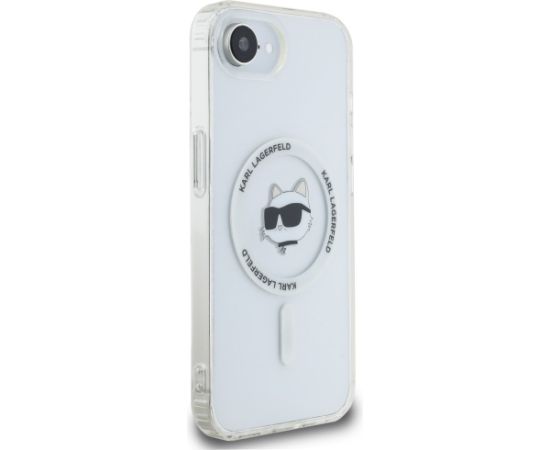 Karl Lagerfeld IML Metal Choupette Head MagSafe Aizsargapvalks priekš iPhone 16e / 17e / balts Neoriģinālie Maciņi