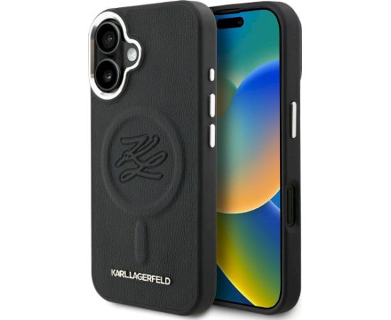 Karl Lagerfeld Initial & Metal Logo MagSafe Case Aizsargapvalks priekš iPhone 16 / melns Neoriģinālie Maciņi
