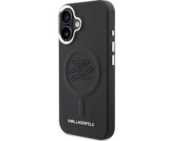 Karl Lagerfeld Initial & Metal Logo MagSafe Case Aizsargapvalks priekš iPhone 16 / melns Neoriģinālie Maciņi