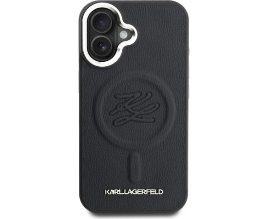 Karl Lagerfeld Initial & Metal Logo MagSafe Case Aizsargapvalks priekš iPhone 16 / melns Neoriģinālie Maciņi