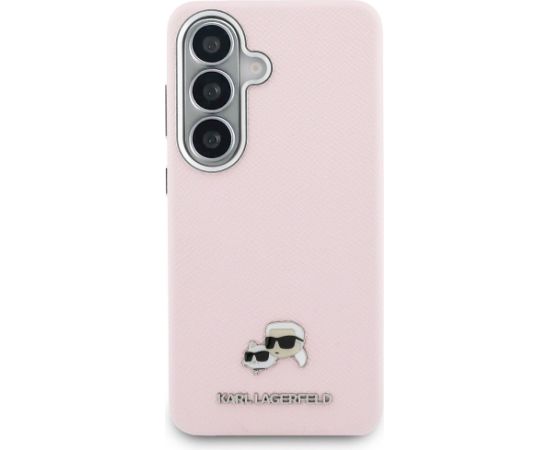 Karl Lagerfeld Saffiano KC Metal Logo MagSafe Aizsargapvalks priekš Samsung Galaxy S26 / rozā Neoriģinālie Maciņi