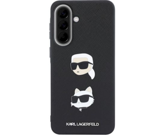 Case Karl Lagerfeld w/ Karl&Choupette Heads Pins&Logo Aizsargapvalks priekš Samsung Galaxy A37 5G / melns Neoriģinālie Maciņi