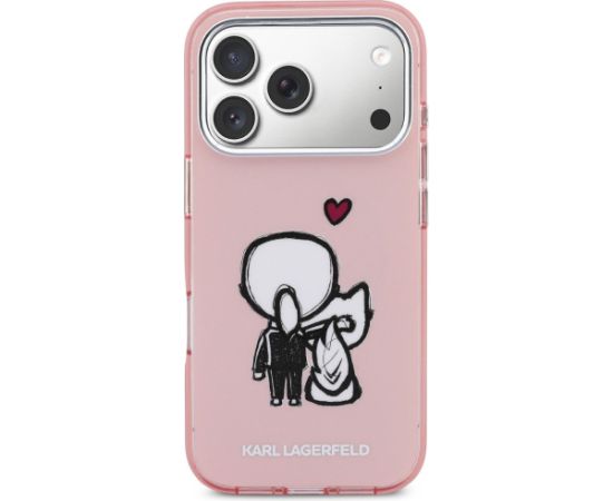 Karl Lagerfeld Karl & Choupette Back MagSafe Case Aizsargapvalks priekš iPhone 17 Pro / rozā Neoriģinālie Maciņi