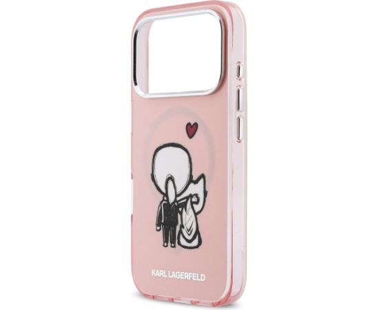 Karl Lagerfeld Karl & Choupette Back MagSafe Case Aizsargapvalks priekš iPhone 17 Pro / rozā Neoriģinālie Maciņi