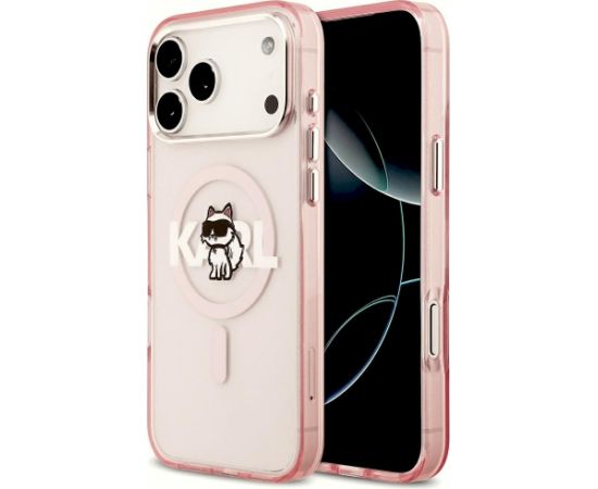 Karl Lagerfeld IML Choupette Sketch Logo MagSafe Case Aizsargapvalks priekš iPhone 17 Pro Max / rozā Neoriģinālie Maciņi