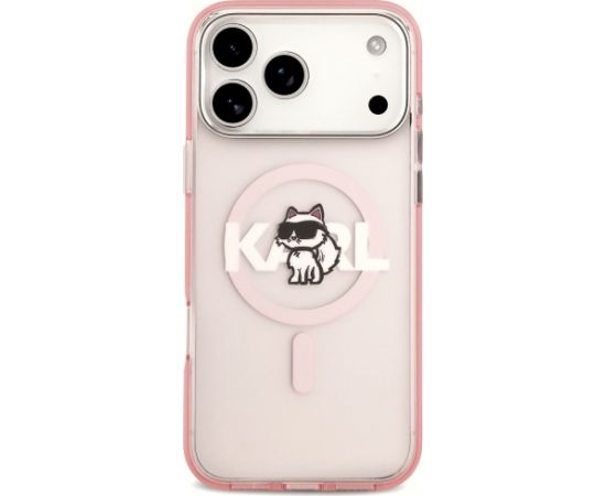 Karl Lagerfeld IML Choupette Sketch Logo MagSafe Case Aizsargapvalks priekš iPhone 17 Pro Max / rozā Neoriģinālie Maciņi
