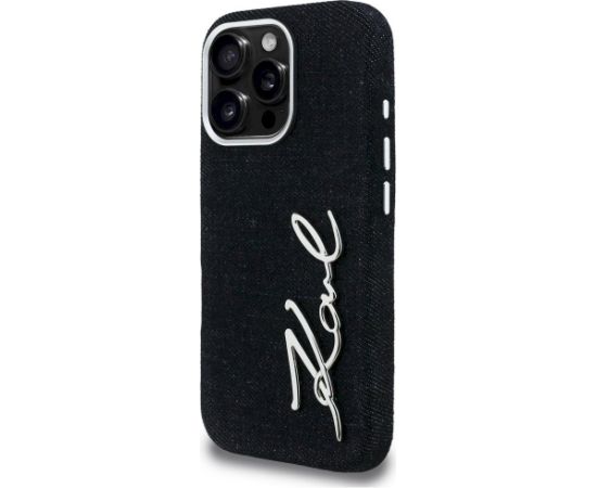 Karl Lagerfeld FW Jeans Signature Logo Aizsargapvalks priekš iPhone 16 Pro / melns Neoriģinālie Maciņi