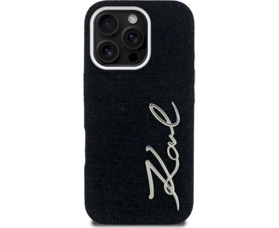 Karl Lagerfeld FW Jeans Signature Logo Aizsargapvalks priekš iPhone 16 Pro / melns Neoriģinālie Maciņi