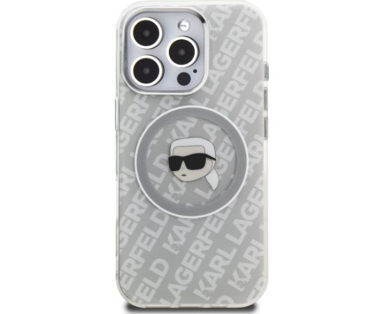 Case Karl Lagerfeld IML Karl Head Logo MagSafe Aizsargapvalks priekš iPhone 16 Pro / pelēks Neoriģinālie Maciņi
