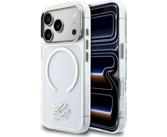 Karl Lagerfeld IML KL Script Logo MagSafe Aizsargapvalks priekš iPhone 17 Pro Max / caurspīdīgs Neoriģinālie Maciņi