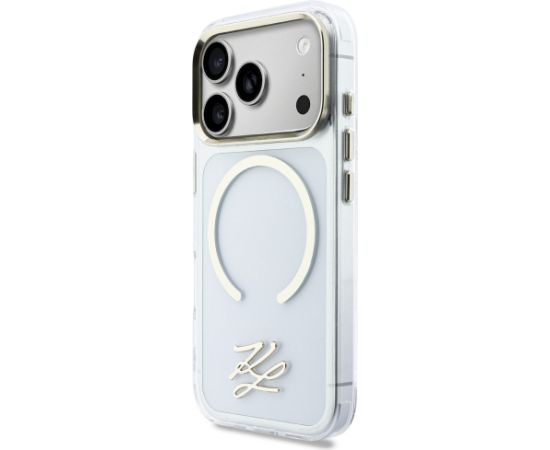 Karl Lagerfeld IML KL Script Logo MagSafe Aizsargapvalks priekš iPhone 17 Pro Max / caurspīdīgs Neoriģinālie Maciņi