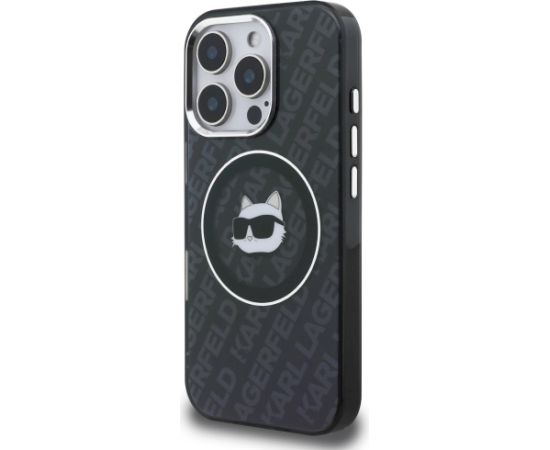 Karl Lagerfeld IML Choupette Head Logo MagSafe Aizsargapvalks priekš iPhone 16 Pro Max / melns Neoriģinālie Maciņi