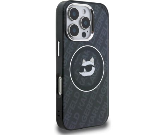 Karl Lagerfeld IML Choupette Head Logo MagSafe Aizsargapvalks priekš iPhone 16 Pro Max / melns Neoriģinālie Maciņi