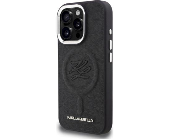 Case Karl Lagerfeld Initial & Metal Logo MagSafe Aizsargapvalks priekš iPhone 16 Pro / melns Neoriģinālie Maciņi