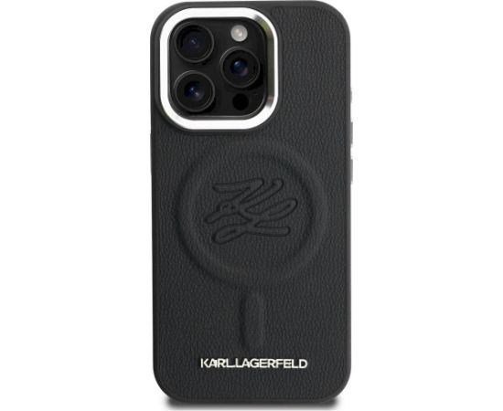 Case Karl Lagerfeld Initial & Metal Logo MagSafe Aizsargapvalks priekš iPhone 16 Pro / melns Neoriģinālie Maciņi