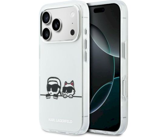 Karl Lagerfeld IML Karl & Choupette Peekaboo Logo MagSafe Aizsargapvalks priekš iPhone 17 Pro Max / balts Neoriģinālie Maciņi