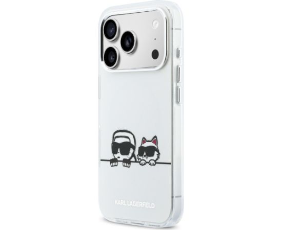 Karl Lagerfeld IML Karl & Choupette Peekaboo Logo MagSafe Aizsargapvalks priekš iPhone 17 Pro Max / balts Neoriģinālie Maciņi