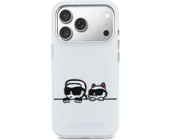 Karl Lagerfeld IML Karl & Choupette Peekaboo Logo MagSafe Aizsargapvalks priekš iPhone 17 Pro Max / balts Neoriģinālie Maciņi