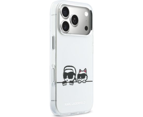 Case Karl Lagerfeld IML Karl & Choupette Peekaboo Logo MagSafe Aizsargapvalks priekš iPhone 17 Pro / balts Neoriģinālie Maciņi