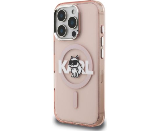 Karl Lagerfeld IML Choupette Sketch Logo MagSafe Aizsargapvalks priekš iPhone 16 Pro Max / rozā Neoriģinālie Maciņi