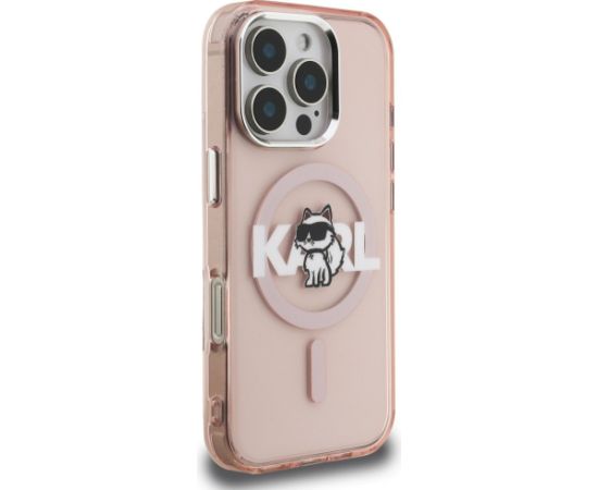 Karl Lagerfeld IML Choupette Sketch Logo MagSafe Aizsargapvalks priekš iPhone 16 Pro Max / rozā Neoriģinālie Maciņi